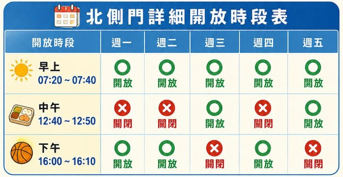 北側門管制時段