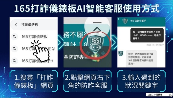 165打詐儀錶板AI智能客服使用方式